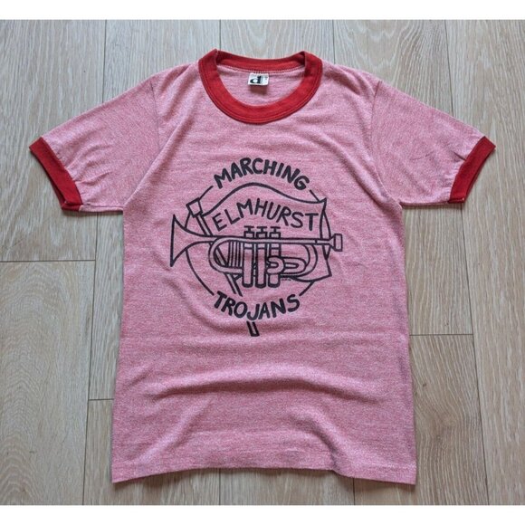 Downerwear Vintage 80s Red Marching Band Ringer Tee / Size S / USA Made - Picture 2 of 7